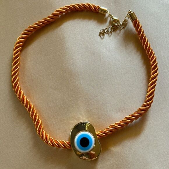 bohemian orange evil eye necklace A486 - Picture 2 of 3